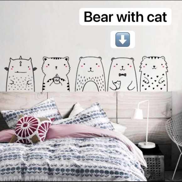 Bear with Cat - Animal wall decals for kids room - Picture 2 of 6